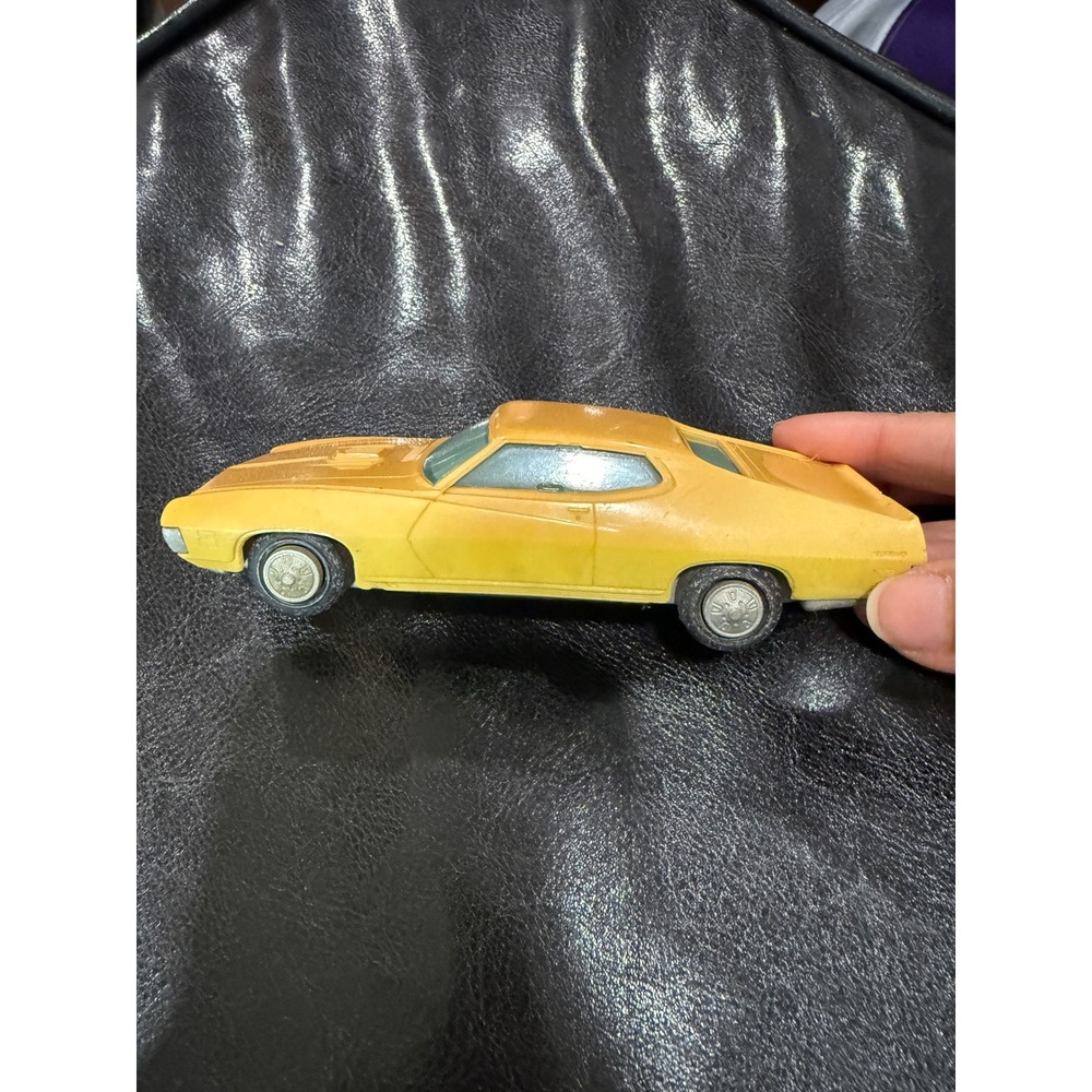 Vintage Yellow Plastic Muscle Car Toy 1970s Style‎ Coupe Teal Windows Retro